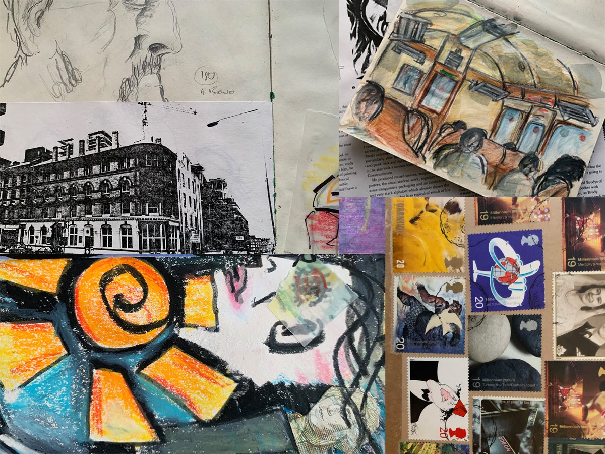 montage of items and illustrations collected over the years for design inspiration